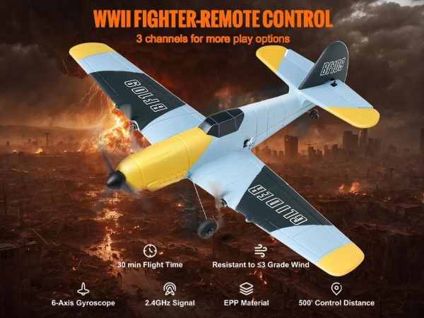 RC Plane 3 Channel BF-1092.4GHz 6-axis Gyro Stabilizer RTF Glider with 3 Batteries,Suitable for Adults & Kids Learning to Fly,Easy to Fly,Z61 - Image 4