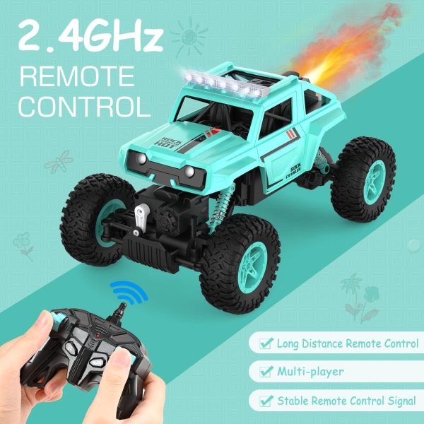 NQD 4WD Remote Control Truck - 1:14 Big Monster Stunt Car All Terrain Off-Road Hobby RC Truck 2.4Ghz with LED Headlight Rock Crawler Rechargeable Electric Toy for Boys & Girls Gifts（Cyan） - Image 6