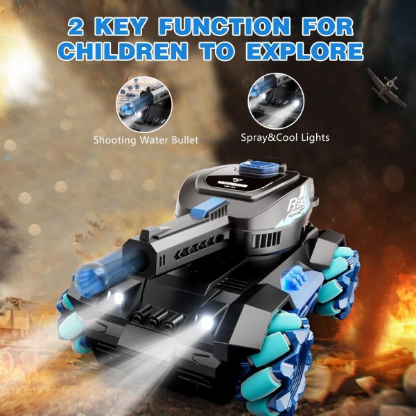 4DRC Y1 RC Truck Drift Gesture Car,Rc Crawler Scale Water Bullet Shooting,All Terrain 4WD Battle Stunt Car with 360°Rotating, Lights Music for Birthday Gifts Kids Age 7 8 9 10 11 yr - Image 3