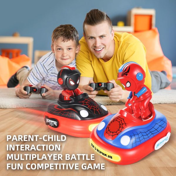 Spider Remote Control Bumper Car Set of 2, Mini RC Car with Light & Sound Effect 360° Rotating Spider Figures Bump and Eject Toy Cars for Kids Boys Girls 3-4 4-6 5-7 8-13 - Image 7