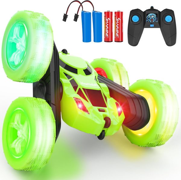 Remote Control Car, 360° Rolling Rotating 2.4GHz 4WD RC Cars for Kids, Boy Toys Age 6 7 8 9 10 Years Old, RC Crawlers for Boys Girls Birthday-Green - Image 2