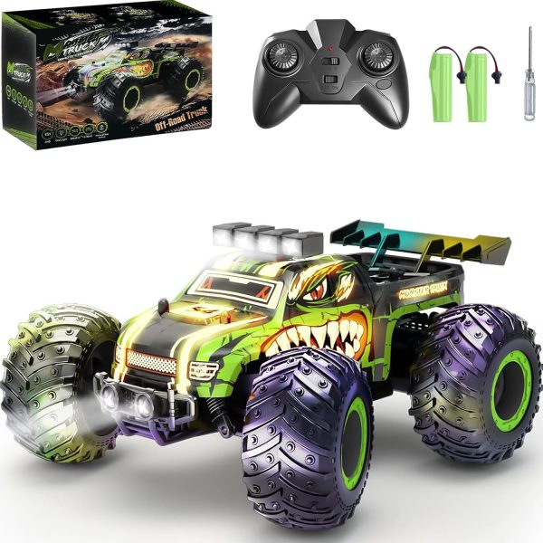 Remote Control Car,RC Cars Toy,High Speed 20 KM/H RC Truck Off-Road with 2 Headlights and 2 Rechargeable Battery,Dinosaur Toys Gift for Adult Boys 8-12 - Image 2