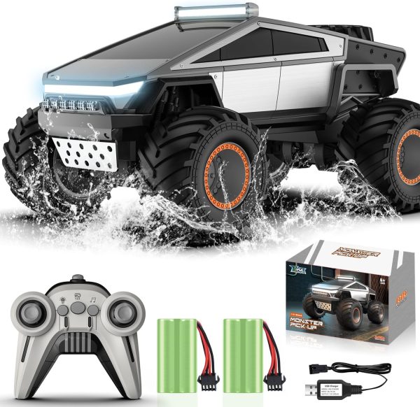 RC Cybertruck Toy, Remote Control Cyber Truck 4WD Off Road Toy, Rock Crawler RC Car with Alloy Shell Lights and Sounds, 2.4GHz All Terrain Toy Car for Boy Kids Adults - Image 2