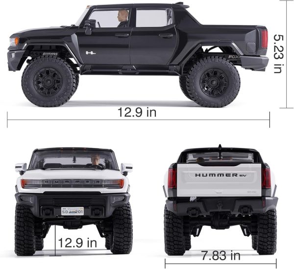 FCX18 FMS 1/18 Hummer EV RC Crawler, RC Pick-up Truck, RC Rock Crawler with 2 Speed, Lighting Control, Portal Axles and 7.4V 900mah Battery for Adults (Black) - Image 3