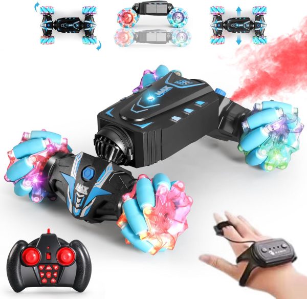 VANLINNY Gesture Sensing RC Stunt Car with Light & Music,Drift Hand Controlled Remote Control Twist Cars Toys for 8-12 yr Boys Girls,4WD 2.4GHz Monster Truck 360° Flips/Spray,Xmas Gift for Kids. - Image 2