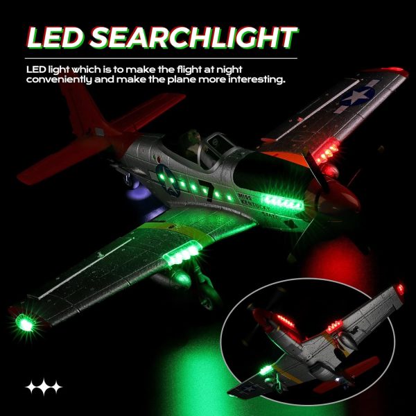 CKYSCHN WLtoys XK A280 RC Airplane, P51 Mustang 4 Channel RC Plane with Lights, 6G/3D Brushless RC Planes, Electric Remote Control Plane, Hobby RC Planes for Adults - Image 4