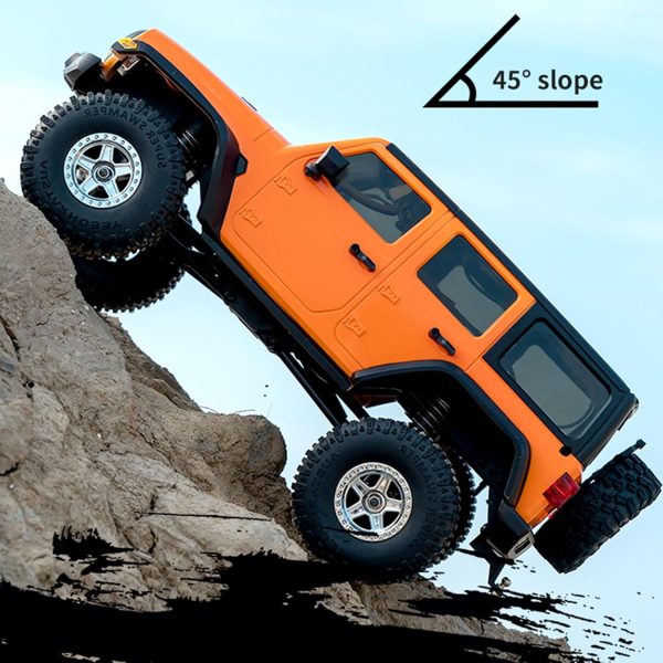 GoolRC RC Crawler 4WD RC Truck, D870 RC Rock Crawler, 1:18 Scale Remote Control Truck, All Terrains Off Road Climbing Car, 2.4GHz Electric Vehicle with LED Light for Adults, Include 2 Battery (Orange) - Image 6