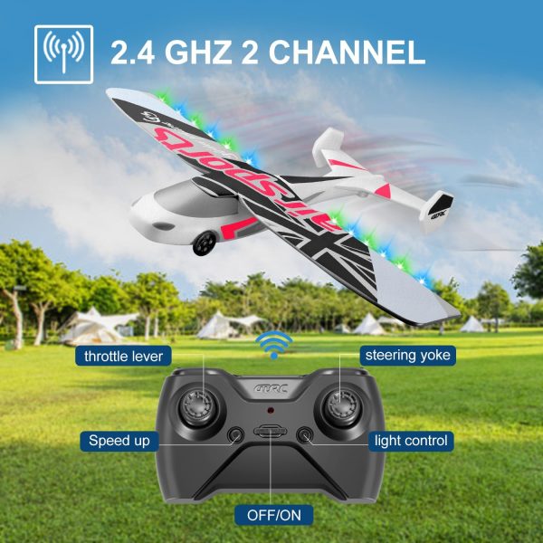 4DRC RC Plane, 2.4Ghz Remote Control Airplane,Flying with 2 Batteries & Propeller 6-axis Gyro Stabilizer,Blue&Green Light,Easy to Fly for Beginners Adults Kids Boys - Image 5