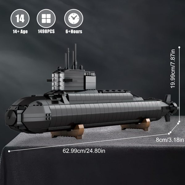 NUTCRACKER Nuclear Submarine Building Set for Adult - Military Submarine Building Model with Light, Battleship Toy Building Set, Birthday Christmas Gifts for Men Teens Boys 14+ (1498 Pieces) - Image 3