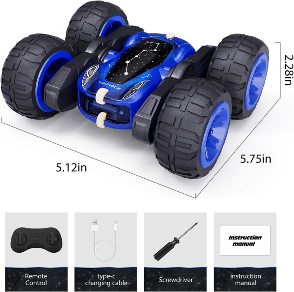 Tecnock Remote Control Car for Kids, 2.4GHz RC Car with Type-C Easy Charging, 4WD Double Sided 360° Rotates and Flips RC Stunt Car, Toys Gift for Boys and Girls - Image 8