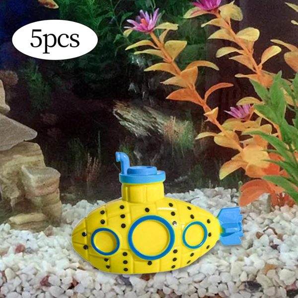 5 Pieces Mini Submarine Fish Tank Ornament 2x1.3inch for Aquarium Landscape Lightweight PVC Material Kids Toy, Yellow - Image 4