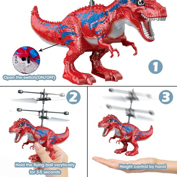 Dinosaur Toys, Upgraded Flying Toy Ball Infrared Induction RC Flying Ball Toy for Kids Boys LED Helicopter Flying Drone Indoor Outdoor Games Christmas Birthday Gifts for 8 9 10 11+ Year Old - Image 5