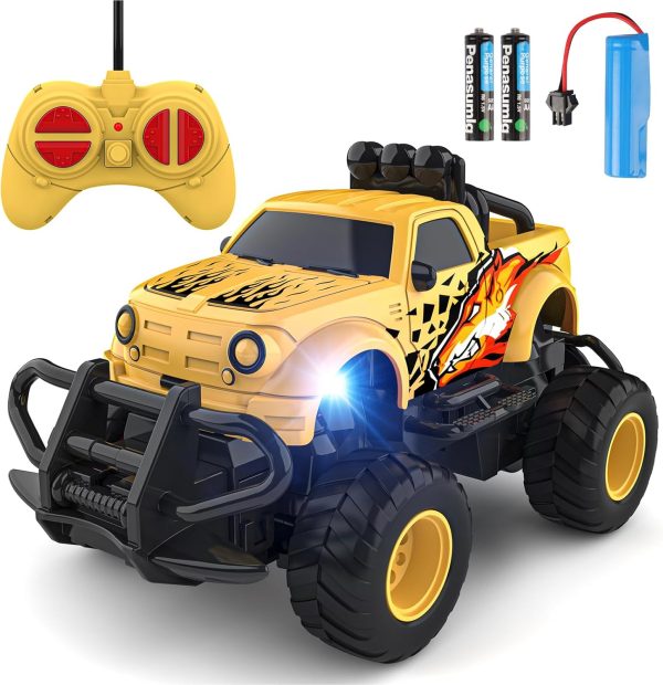 Remote Control Car for Boys 4-7, 1:43 Scale Mini RC Car for Kids 3-5, Car Toys Truck Xmas Birthday Gifts for Toddlers 3 4 5 6 7 Year Old Boys (Yellow) - Image 2