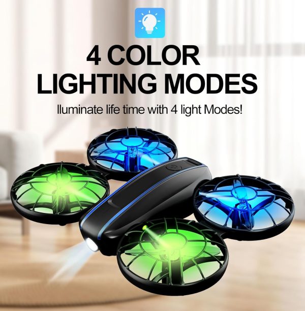 RC Drone for Kids and Beginner, Small RC Quadcopter with Lights and 3D Flip, Altitude Hold, Headless Mode, Propeller Full Protect, Easy to Fly Toys Drone for Kids Boys and Girls Gift (2 Batteries) - Image 9