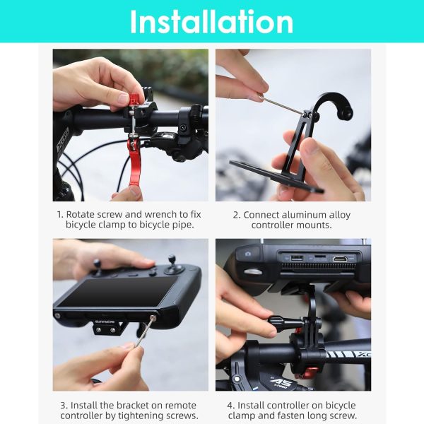 XINANEE Adjustable Bicycle Mount for DJI RC PRO Remote Controller or Action Cameras, DJI Mini 3 Mini 3 Pro Mavic 3 Classic DJI Air 2S Controller, Aluminum Alloy Sturdy Plastic (ONLY for DJI RC Pro) - Image 8