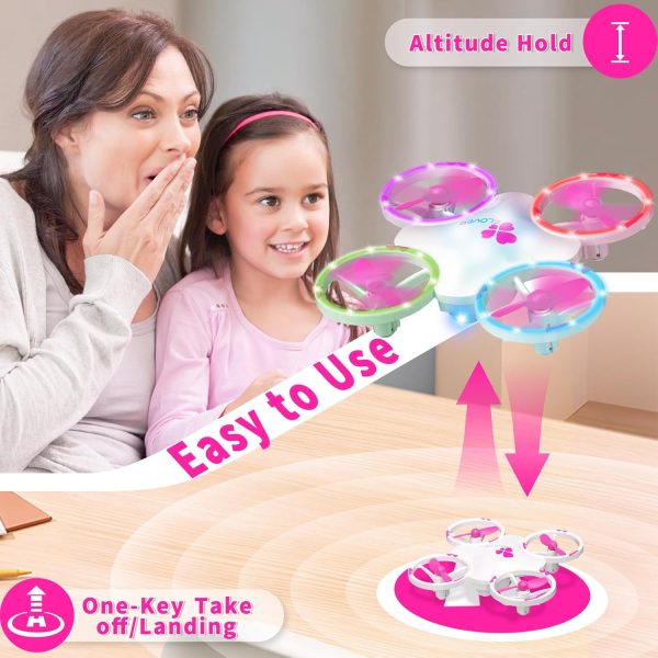 Mini Lucky Clover Drone for Kids and Adults Beginners, RC Drone Quadcopter Outdoor & Indoor Toys with 6 Mode Colorful Led and 2 Batteries, Best Gift for Birthday, Christmas, Saint Patrick, Valentine's Day（Pink） - Image 4