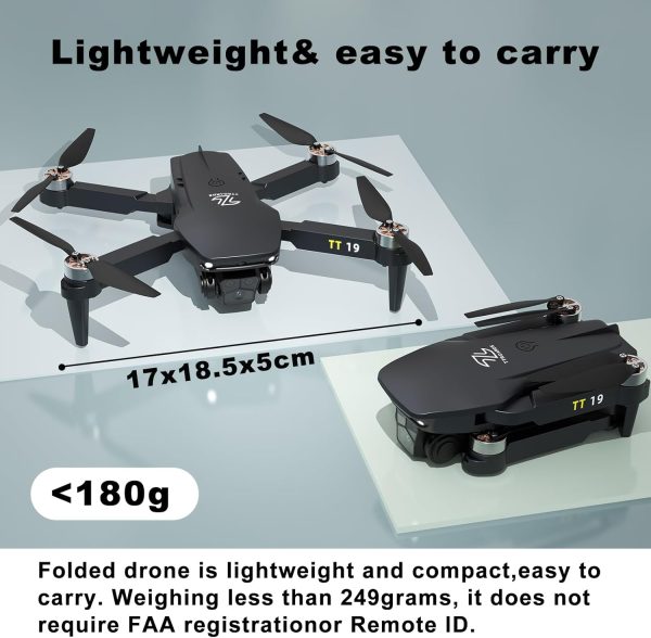 Drone wtih Camera For Beginners Obstacle Avoidance RC Drone for Adults Brushless Motor 1080P HD Camera 5G Wifi FPV Foldable Mini Quadcopter 3D Flips Altitude Hold TT19 UAV with Propeller Guards - Image 8