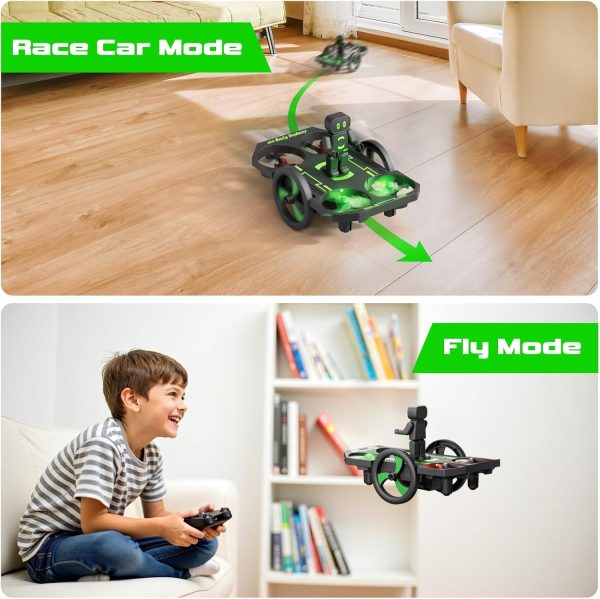 Drones for Kids 8-12 Mini Small Nano Indoor RC Quadcopter Toy for Age 10-15 12-14 Boys, 2 in 1 Remote Control Jumping Flying Car with Race on Land Mode,Circle Fly,360 Flip,Altitude Hold,2 Batteries - Image 3