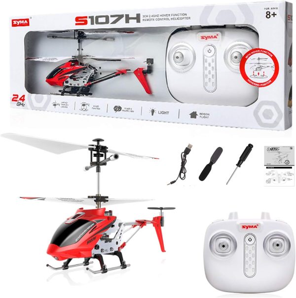 POCO DIVO S107H Altitude Hold 2.4Ghz RC Helicopter One-Key Launching/Landing Beginner Flight Mini 3CH Metal Gyro Heli, Red - Image 7