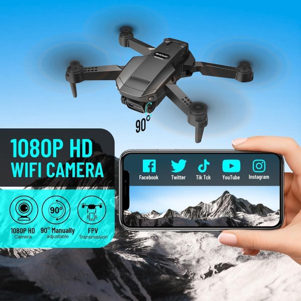 Mini Drone with Camera for Adults Kids, 1080P HD Foldable FPV RC Quadcopter with Upgrade Gesture Control, 90° Adjustable Lens, Headless Mode, 2 Batteries, Carrying Case, Altitude Hold, 3D Flip - Image 3