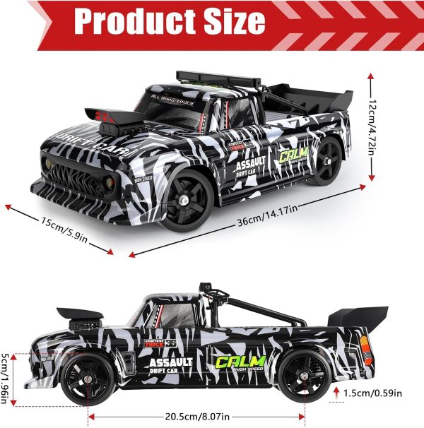 1/12 Remote Control Car Drift RC with Gyro for Adults, 2.4G 4WD High Speed Drifting RC Car 35KM/H Proportional Throttle RC Cars with 2 Batteries Birthday Gifts for Kids Adults - Image 8