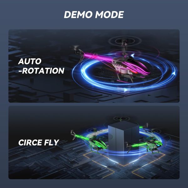 RC Helicopter Remote Control Helicopter for Kids Indoor Play 7+1 LED Light Modes, 30Mins Flight, Upgraded Gyro Stabilizer, Auto Hover, 3.5 Channel, One Key Start/Land, Auto Rotation, Circle Fly, Blue - Image 6