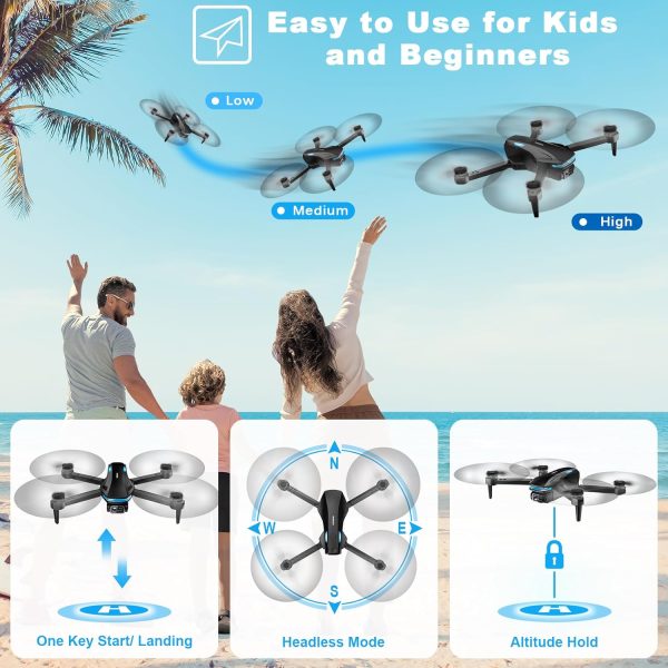 Drone with Camera for Adults, 1080P FPV Drones for kids Beginners with Upgrade Altitude Hold, Voice Control, Gestures Selfie, 90° Adjustable Lens, 3D Flips, 2 Batteries - Image 4