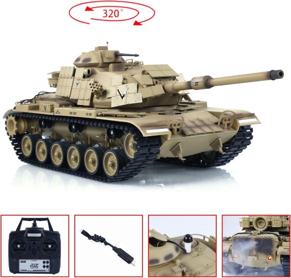 TOUCAN RC HOBBY Tongde 1/16 RC Battle Tank M60A1 ERA USA BB Infrared Battle Toy RTR 320° Model - Image 6