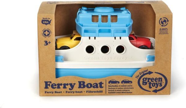 Green Toys Ferry Boat with Mini Cars Bathtub Toy, Blue/White, Standard - Image 3