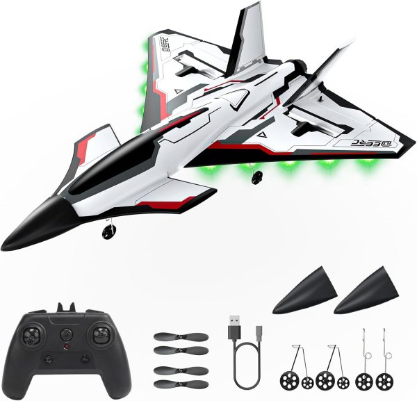 DEERC Future RC Plane 4 Channel Remote Control Airplane with LED Lights Easy to Fly Aerobatic Aircraft Toys,2.4GHz 6-axis Gyro Stabilizer RTF Glider Aircraft Plane Jet for Adults Kids Beginners Boys - Image 2