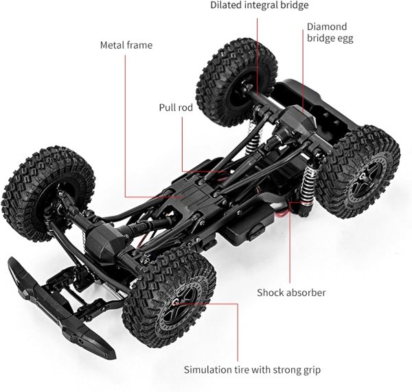 D883 RC Crawler Pickup Trucks, 1:18 Scale Remote Control Car, 2.4GHz 4WD RC Truck, All Terrain Off-Road RC Rock Crawler with LED Lights and Rechargeable Batteries for Adults (Green) - Image 9