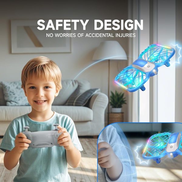 UranHub Drones for Kids, Mini Drone with 5 Lighting Modes, 22-Min Flight Time RC Drone with 2 Batteries/2 Takeoff Options/3D Flip/3-Speed/Propeller Protection Cover, etc, Gift for Kids (Blue) - Image 6