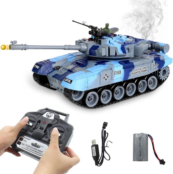 RC Tank 1:18 Remote Control Tank 2.4G Military Vehicle Tank Fight with Smoking and Vibration Controller Shoot BBS Airsoft Bullets Main Battle Toy for Kids and Adults - Image 2