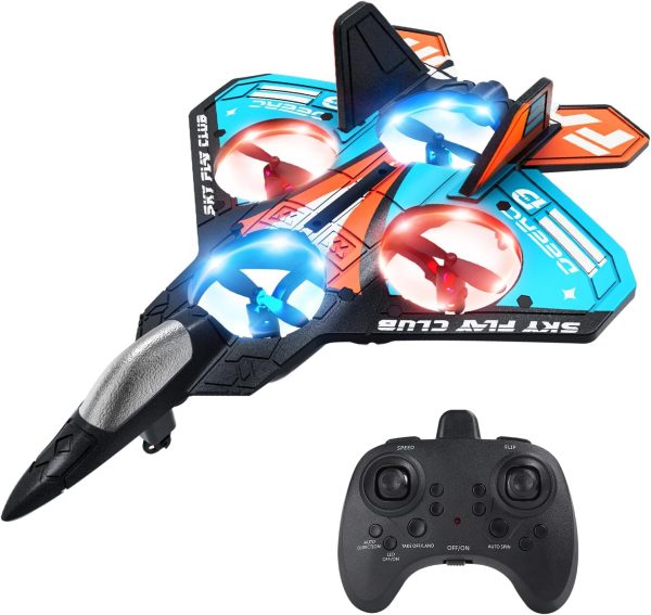 Form Drone RC Airplane for Kids and Beginners, Remote Control Plane Fighter Jet Helicopter with Light, Auto Hovering, 360° Flip and 2 Batteries (18Mins) - Image 2