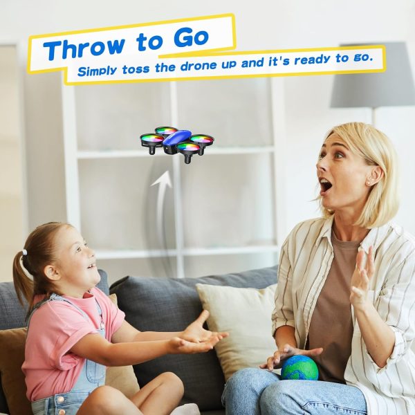 TOMZON A23 Mini Drone for Kids and Beginners, RC Toy Drone with Throw to Go, Easy to Learn, Auto-rotation, 3D Flips, Circle Fly, Headless Mode, 2 Batteries, Gift for Boys and Girls, Blue - Image 3