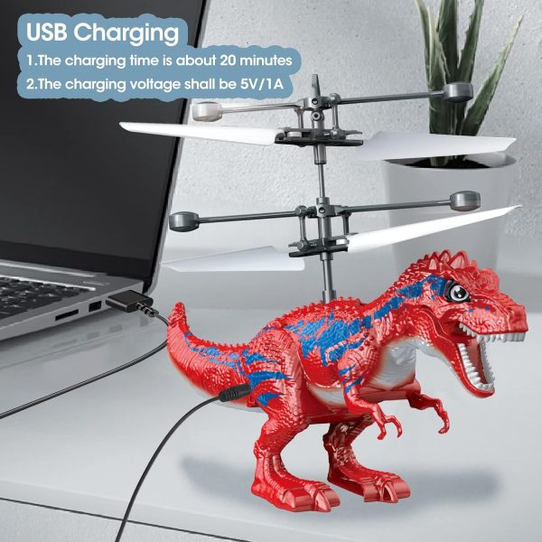 Dinosaur Toys, Upgraded Flying Toy Ball Infrared Induction RC Flying Ball Toy for Kids Boys LED Helicopter Flying Drone Indoor Outdoor Games Christmas Birthday Gifts for 8 9 10 11+ Year Old - Image 4