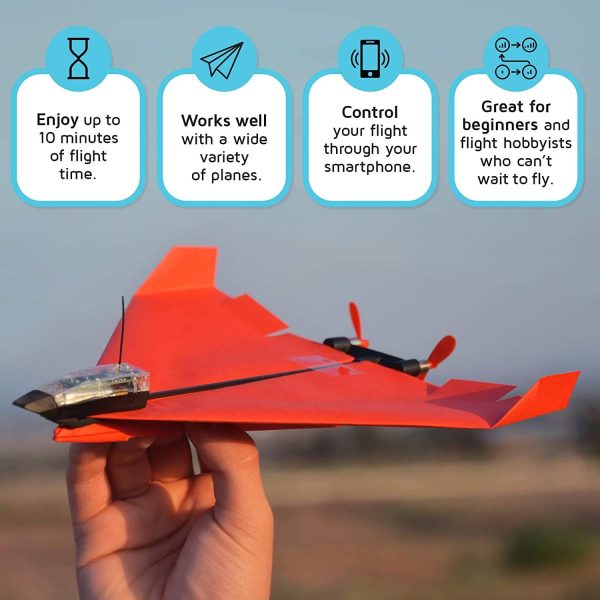 POWERUP 4.0 The Next-Generation Smartphone Controlled Paper Airplane Kit, RC Controlled. Easy to Fly with Autopilot & Gyro Stabilizer. for Hobbyists, Pilots, Tinkerers. - Image 4