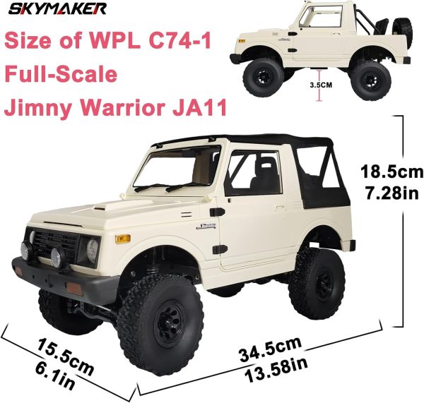 Skymaker New WPL C74-1 1/10 Scale Suzuki Jimny RTR Trail Crawler with Openable Doors Detachable Roof and Windows 4x4 Off-Road RC Trucks(Pack with Foam Box) - Image 5