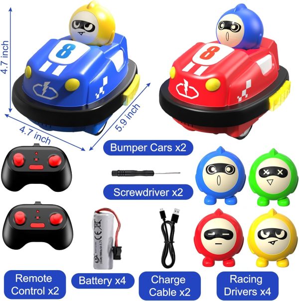 Remote Control Bumper Cars Set of 2, RC Ejecting Bumper Car with Light & Sound, RC Battle Race Vehicles Toddlers Toys, Christmas Birthday Gifts for Ages 3 4 5 6 7 8 9 10 Years Old Kids Boys - Image 8