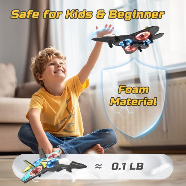 Form Drone RC Airplane for Kids and Beginners, Remote Control Plane Fighter Jet Helicopter with Light, Auto Hovering, 360° Flip and 2 Batteries (18Mins) - Image 6