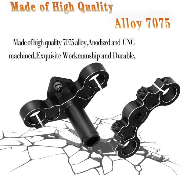 Aluminum 7075 Triple Clamp Set Upgrades Part for Losi 1/4 Promoto MX Motorcycle Dirt Bike RTR FXR LOS06000 LOS06002,Black - Image 6