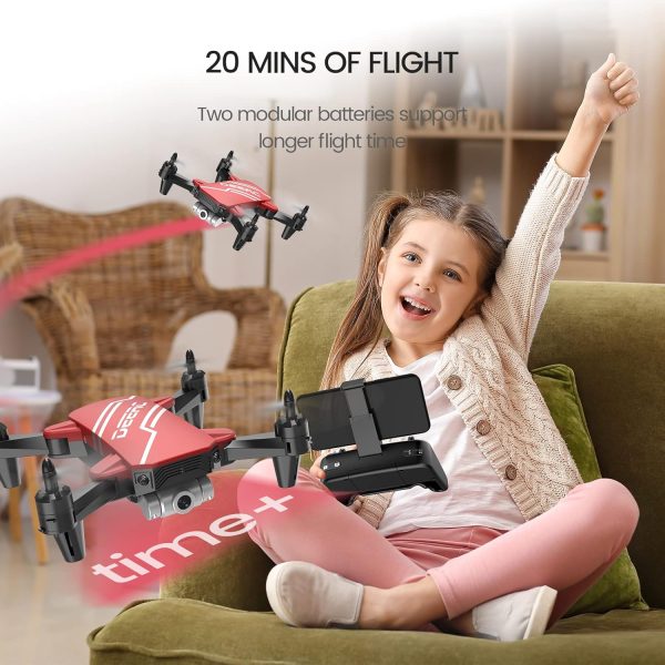 DEERC D20 Mini Drone for Kids with 720P HD FPV Camera Remote Control Toys Gifts for Boys Girls with Altitude Hold, Headless Mode, One Key Start Speed Adjustment, 3D Flips 2 Batteries, Red - Image 8