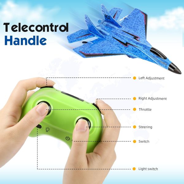 RC Plane, Remote Control Airplane- 2CH 2.4Ghz Remote Control Wireless Airplane Toy with Lights, Foam RC Fighter Plane Jet for Adults Kids Toys - Image 6