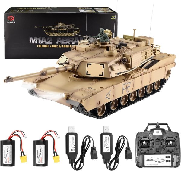 Heng Long 1/16 Scale Rc Tanks,2.4GHz US M1A2 Abrams Army Tank Model, 360° Turret Barrel Recoil BB Shooting,with Sound and Light,3819 Remote Control Military Tank,Toys for ages 14 and up - Image 2