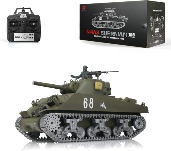 TOUCAN RC HOBBY Henglong 1/16 Customized 7.0 M4A3 Sherman RC Tank 3898 Barrel Recoil 360° Metal - Image 2