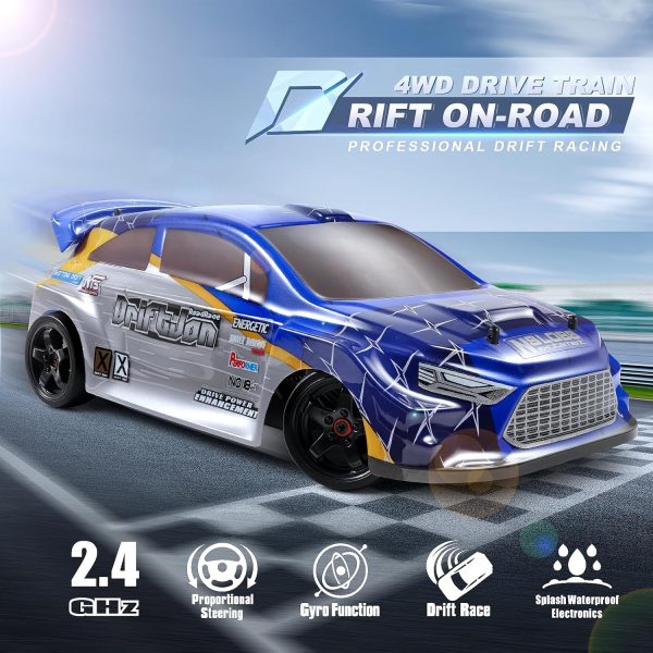 HAIBOXING 2197 RC Drift Cars 1/18 Scale High Speed Performance with Gyro, 2.4GHz Remote Control Cars 28 KM/H RTR for Kids and Adults, Electric Powered 4WD RC Rally Car with 2 Rechargeable Batteries - Image 3