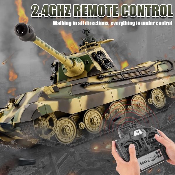 RC Tank HengLong German King Tiger Henschel Heavy Tank, 1/16 2.4ghz Remote Control Tank Vehicles Model with Sound & Light for Ages 14+ - Image 5