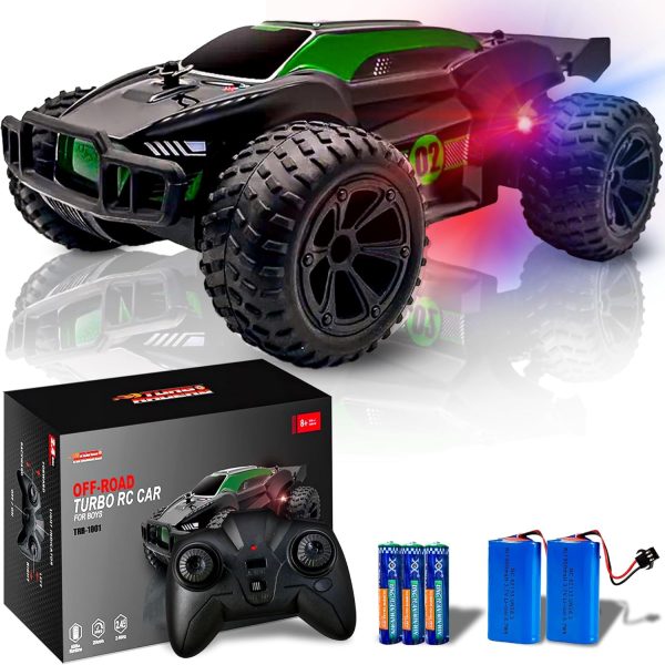 Offroad Remote Control Car for Boys 1:20 - High Speed RC Car for Teens, 20km/h Fast RC Cars with LED Light, 2 Rechargeable 1000mAh Batteries - All Terrain RC Car Gift for Boys - Image 2