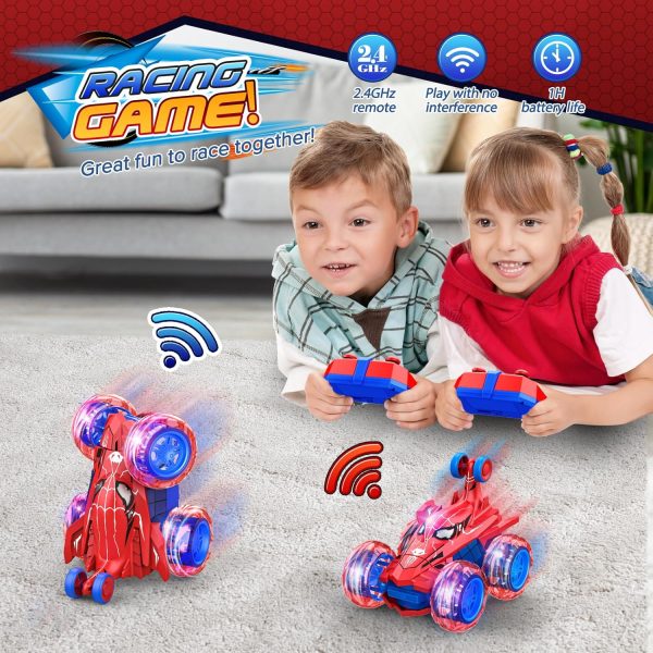 Remote Control Car,360° Rotating 2.4GHz Fast Stunt RC Cars with Wheel Lights Off Road RC Crawlers Toys for Boys 4-6 6-8 8-12 Birthday Easter Gifts - Image 4