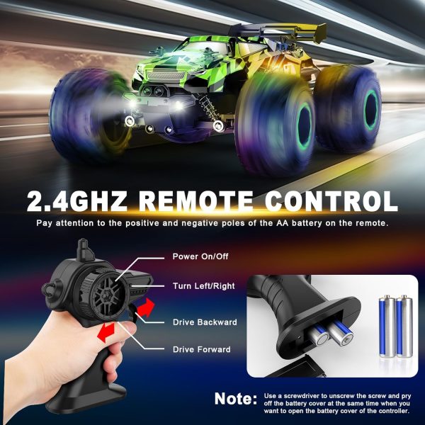 Remote Control Car, RC Cars Kids Toys for Boys 5-7, 2.4Ghz RC Truck Toys for Girls, Off Road Monster Truck Toys with Headlights & Car Body Lights, 20 KM/H RC Crawler Toy Cars Gifts for Kids - Image 6